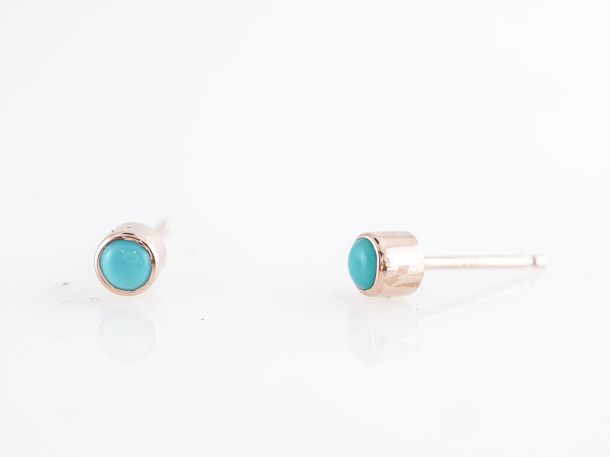 Simple Turquoise Stud Earrings in 14k Rose Gold