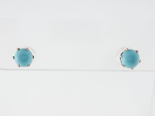 Turquoise Stud Earrings in 14k Yellow Gold