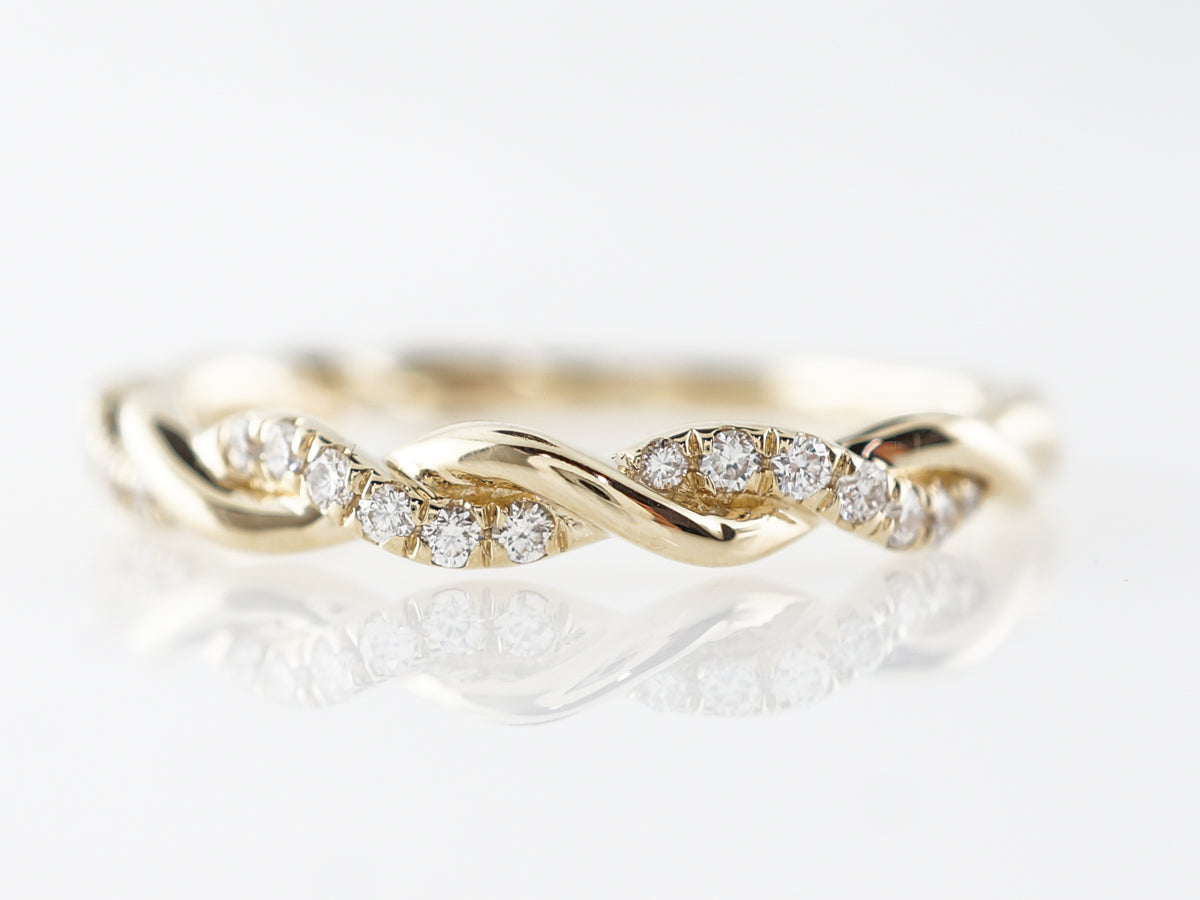 Twisted Diamond Stacking Ring in 14k Yellow Gold