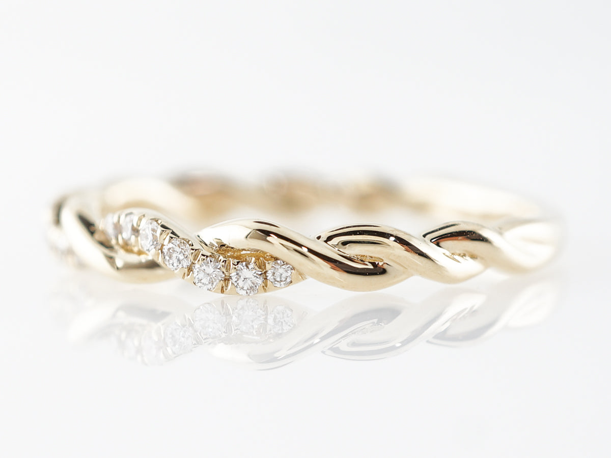 Twisted Diamond Stacking Ring in 14k Yellow Gold