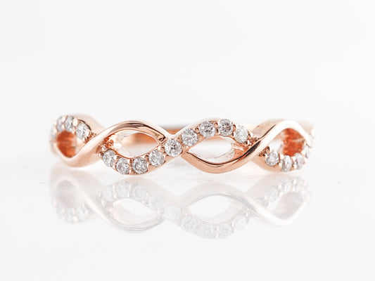 Twisted Wedding Band w/ Diamonds in 14k Rose Gold