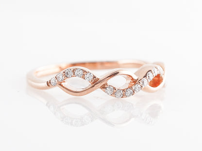 Twisted Wedding Band w/ Diamonds in 14k Rose Gold