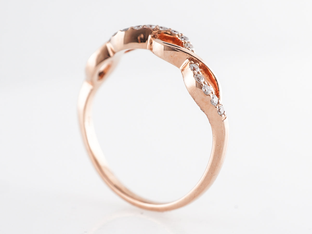 Twisted Wedding Band w/ Diamonds in 14k Rose Gold
