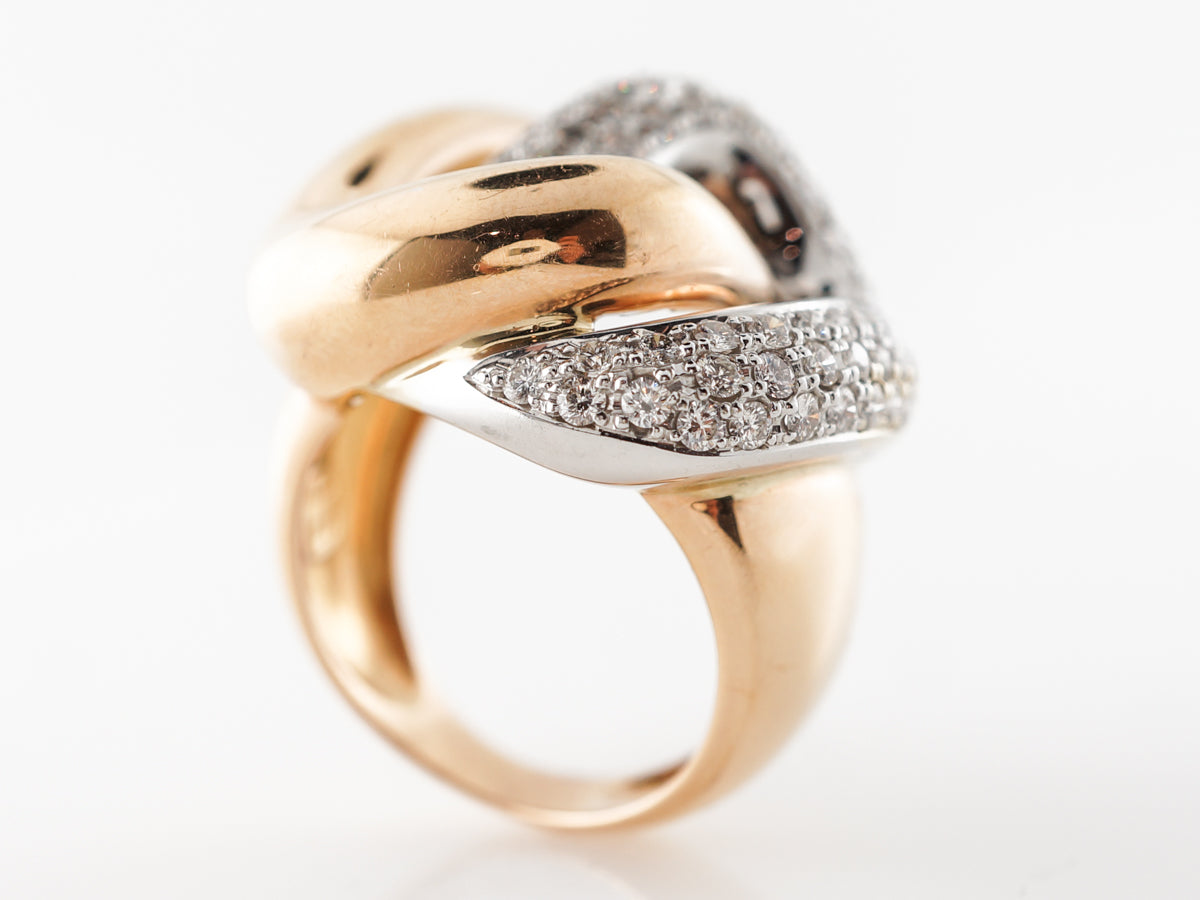 Two-Tone Pave Diamond Ring in 18k Yellow & White Gold