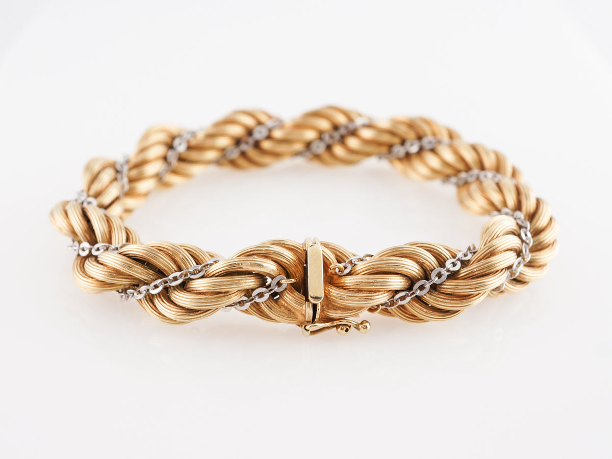 Two-Tone Braided Link Bracelet in 14k