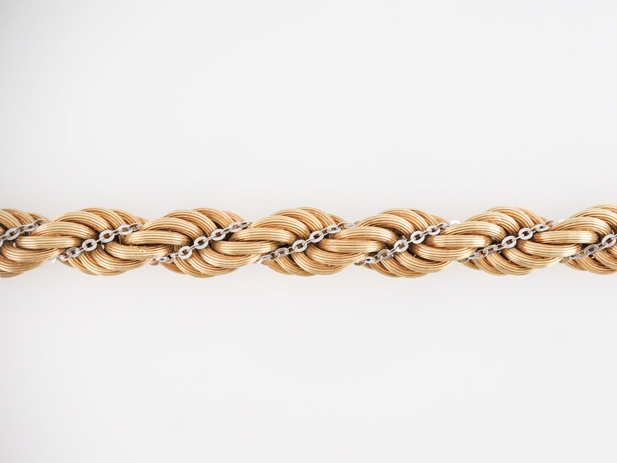 Two-Tone Braided Link Bracelet in 14k