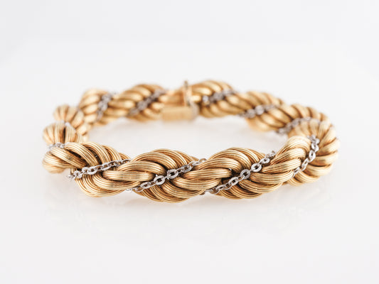 Two-Tone Braided Link Bracelet in 14k