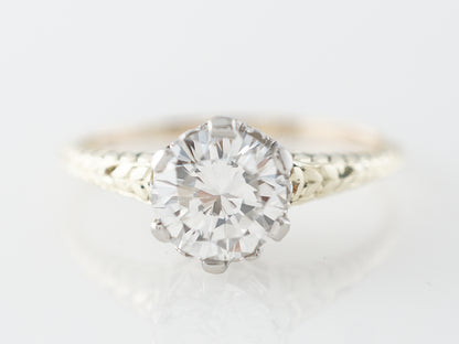 Two Tone Diamond Solitaire Engagement Ring in 14k