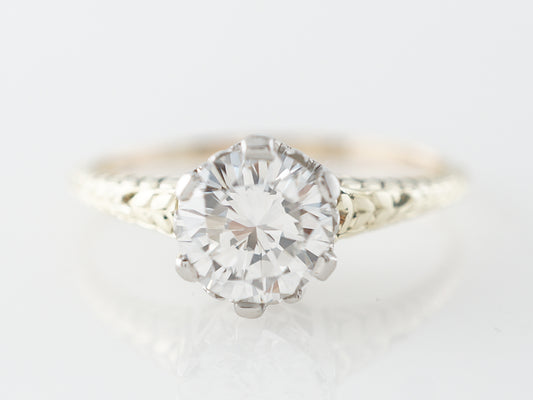 Two Tone Diamond Solitaire Engagement Ring in 14k