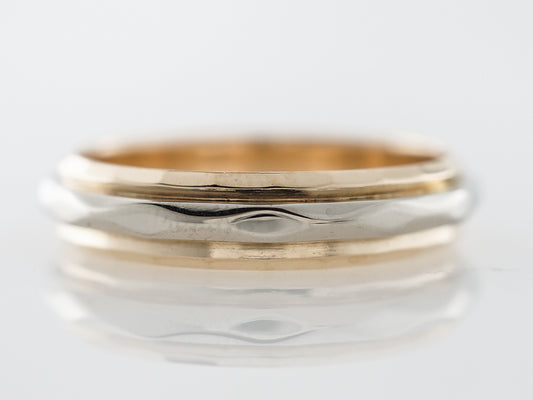 1960's Wedding Band Two-Tone Engraved 14k