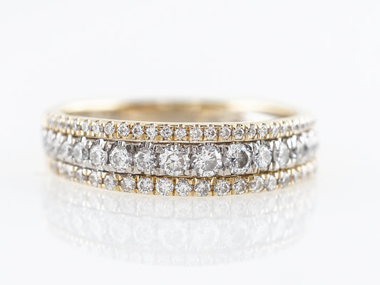 Two-Tone Triple Row Diamond Wedding Band in 18k