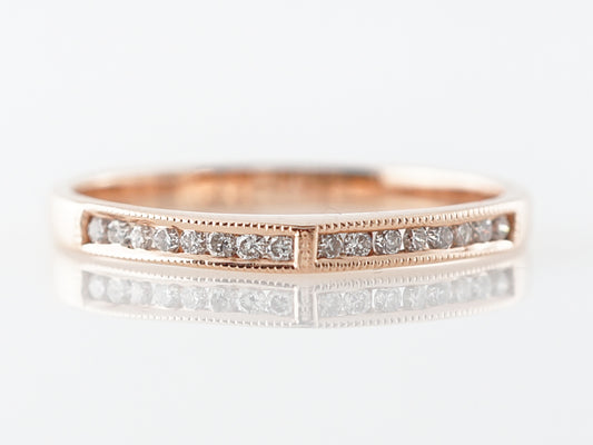 Rose Gold Diamond Wedding Band w/ Milgrain