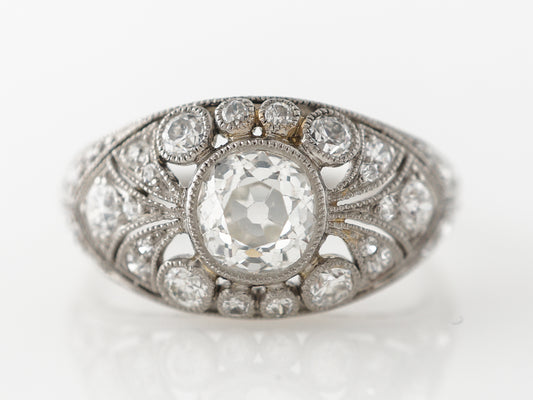 Art Deco Diamond & Filigree Engagement Ring in Platinum