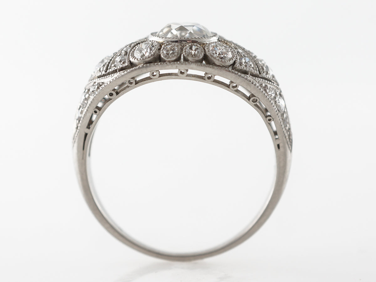Art Deco Diamond & Filigree Engagement Ring in Platinum