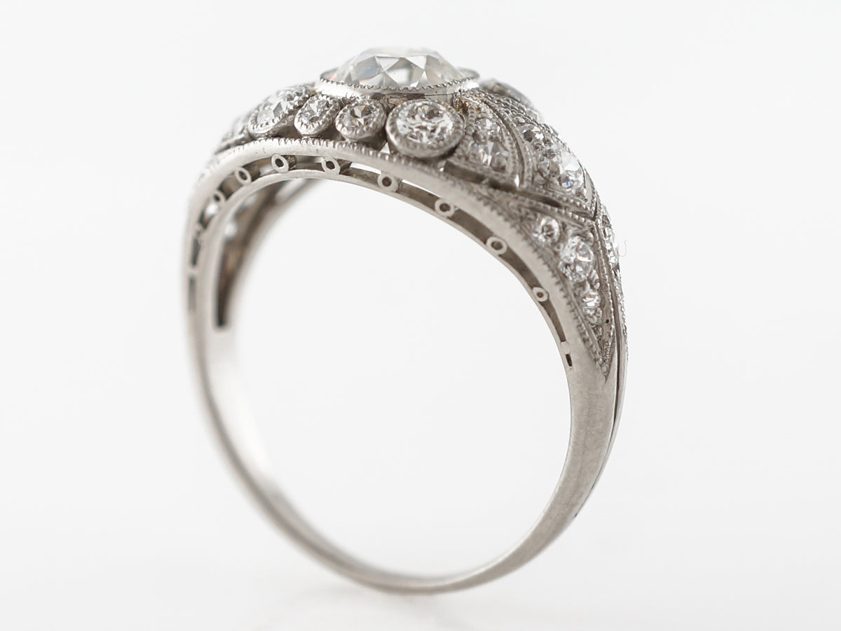 Art Deco Diamond & Filigree Engagement Ring in Platinum