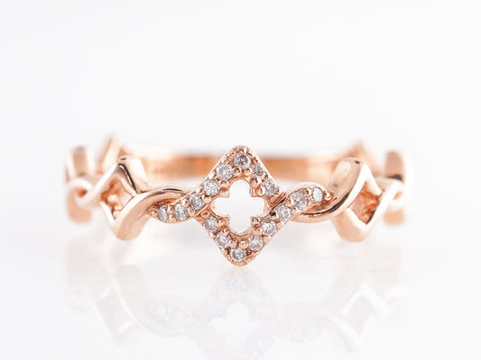 Twisted Clover Wedding Band w/ Diamonds in 18k Rose Gold