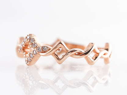 Twisted Clover Wedding Band w/ Diamonds in 18k Rose Gold