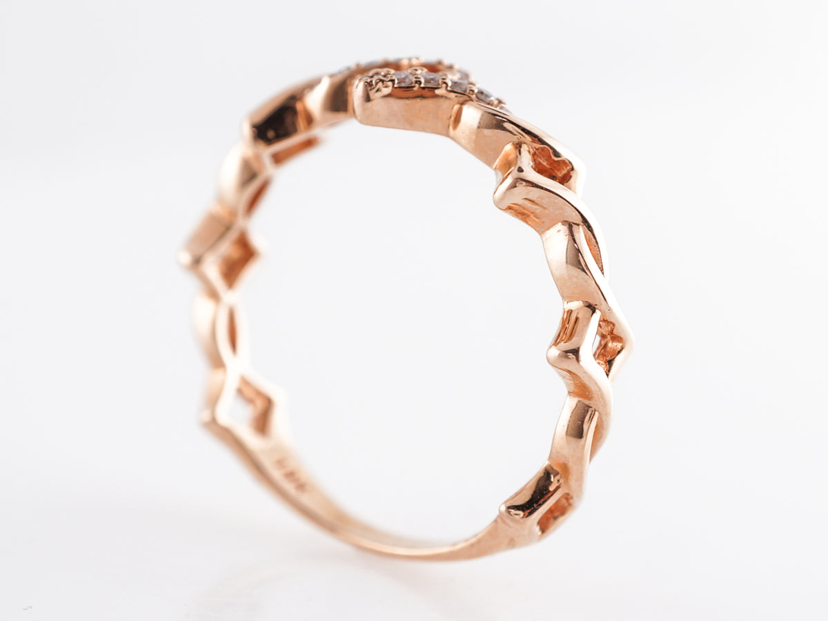 Twisted Clover Wedding Band w/ Diamonds in 18k Rose Gold