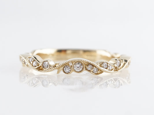 Unique Yellow Gold Wedding Band w/ Diamonds 14k