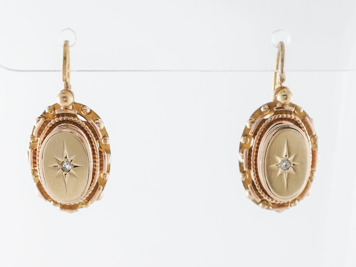 Victorian Diamond Dangle Earrings in Yellow Gold