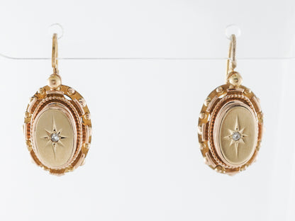 Victorian Diamond Dangle Earrings in Yellow Gold