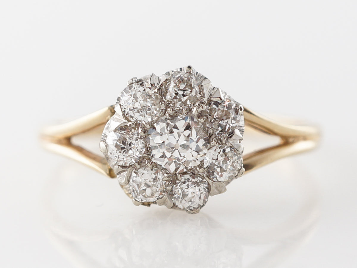 Victorian Diamond Cluster Ring in 14k Yellow Gold