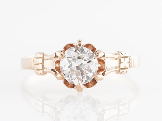 Victorian European Cut Engagement Ring in Rose Gold