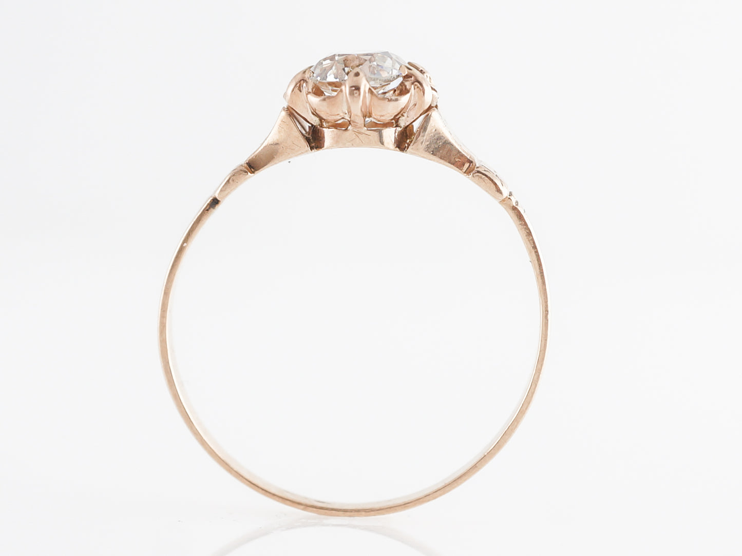 Victorian European Cut Engagement Ring in Rose Gold