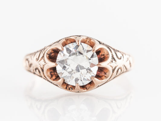 Vintage Victorian European Cut Engagement Ring in Rose Gold