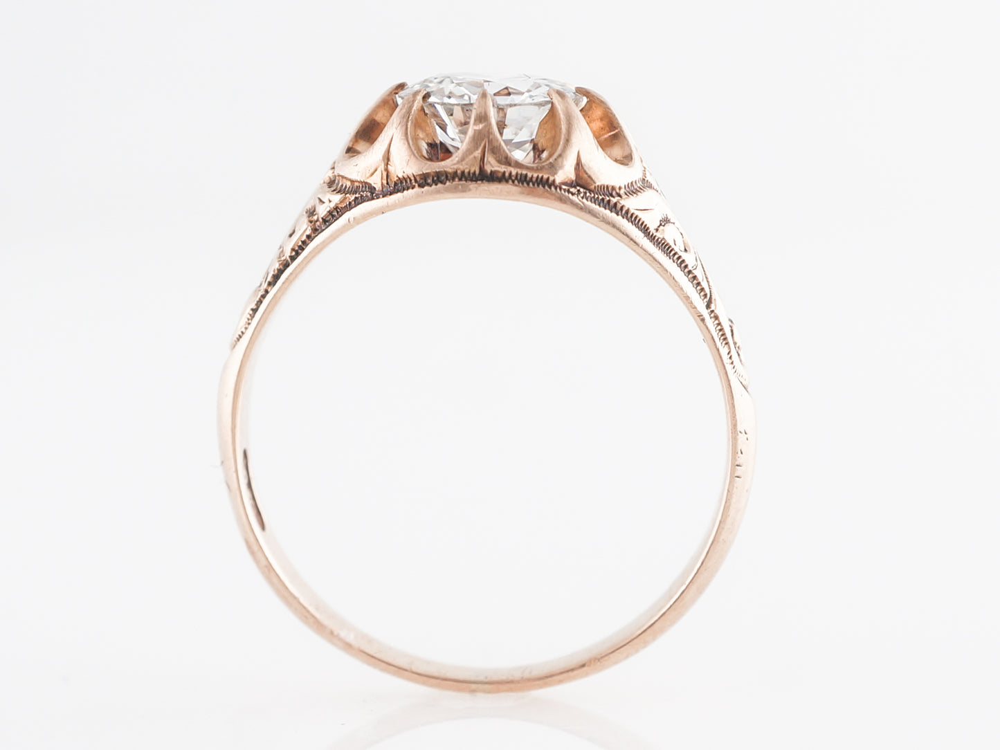 Vintage Victorian European Cut Engagement Ring in Rose Gold