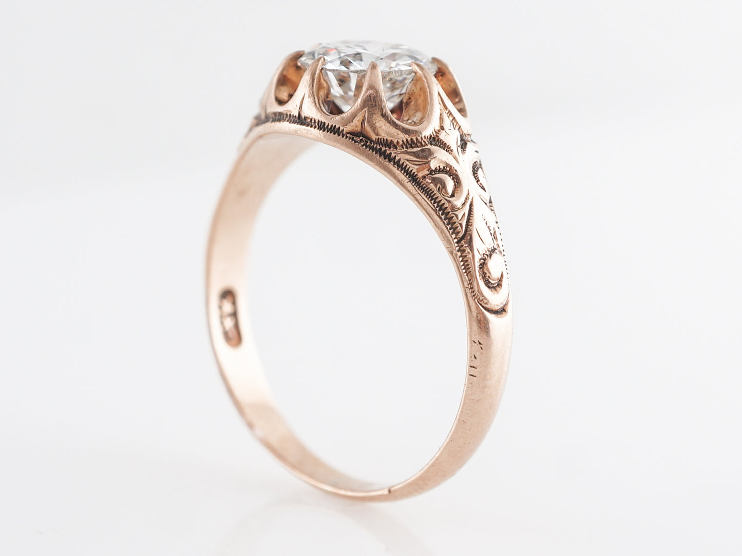 Vintage Victorian European Cut Engagement Ring in Rose Gold