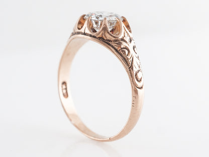 Vintage Victorian European Cut Engagement Ring in Rose Gold