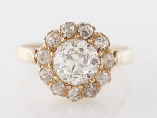 Victorian 1 Carat Diamond Halo Engagement Ring in 14k