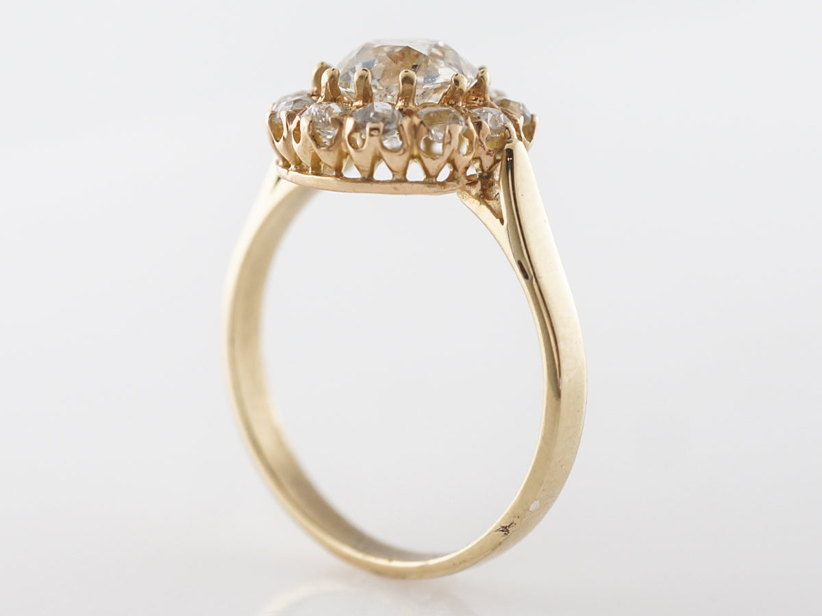 Victorian 1 Carat Diamond Halo Engagement Ring in 14k