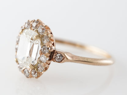 Victorian 1 Carat Halo Engagement Ring in 14k Yellow Gold