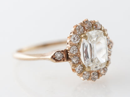 Victorian 1 Carat Halo Engagement Ring in 14k Yellow Gold