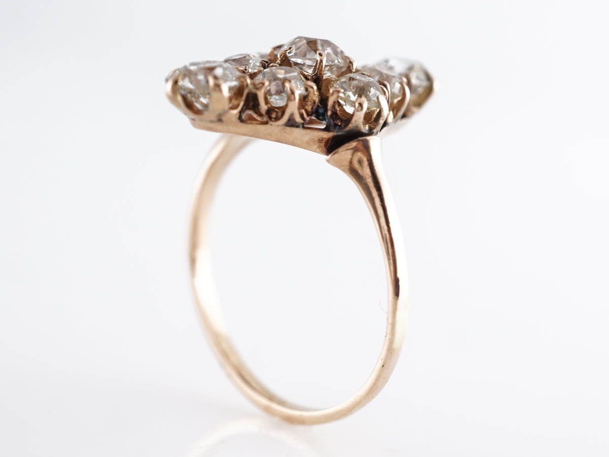 Vintage Victorian Mine Cut Diamond Ring 14k Yellow Gold