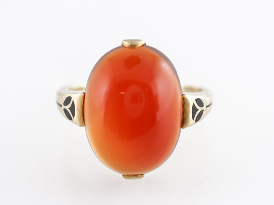 Victorian Cabochon Carnelian Cocktail Ring 14k Yellow Gold