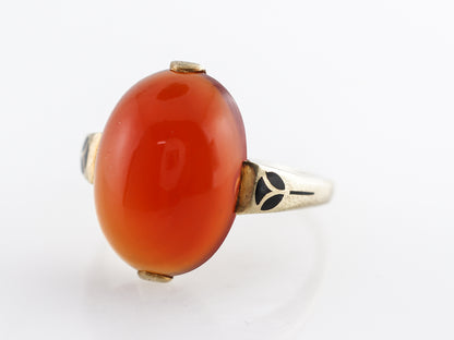 Victorian Cabochon Carnelian Cocktail Ring 14k Yellow Gold