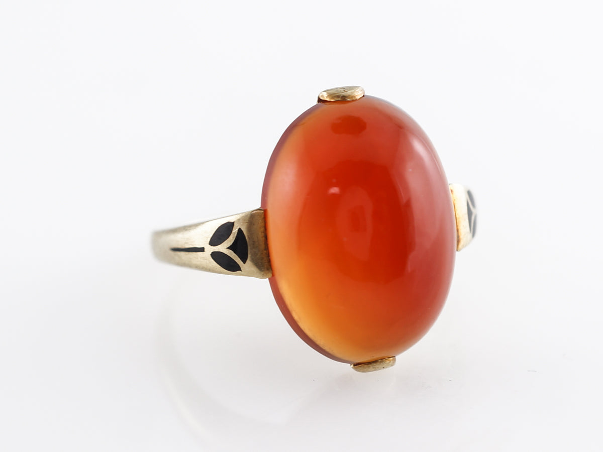 Victorian Cabochon Carnelian Cocktail Ring 14k Yellow Gold