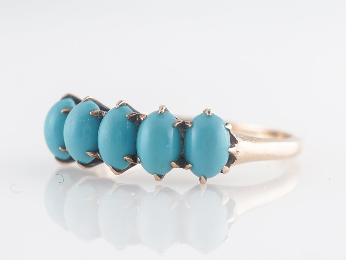 Victorian Cabochon Cut Turquoise Ring 12k