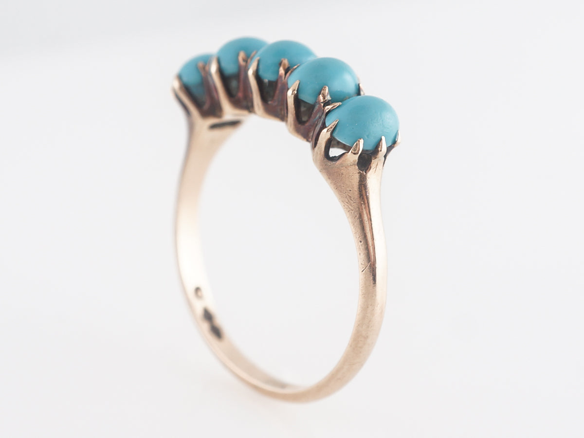 Victorian Cabochon Cut Turquoise Ring 12k