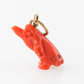 Victorian Carved Coral Penguin Charm in 14k Yellow Gold