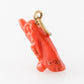 Victorian Carved Coral Penguin Charm in 14k Yellow Gold