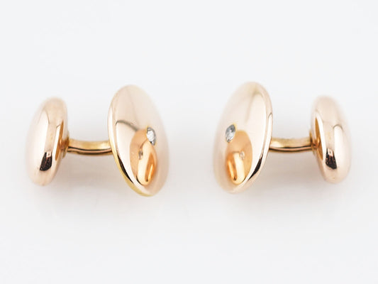 Victorian Cufflinks .10 Old European Cut Diamonds in 14k Yellow Gold