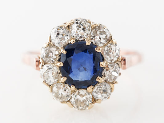 Victorian Cushion Cut Sapphire Engagement Ring Rose Gold