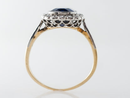 Victorian Cushion Cut Sapphire & Diamond Engagement Ring