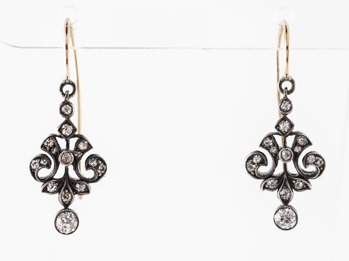 Antique Victorian Diamond Earrings in Gold & Silver