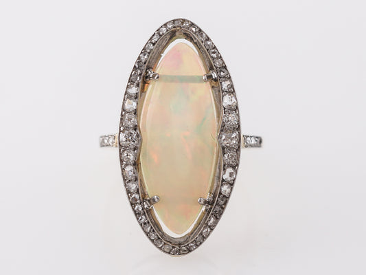 Victorian Opal & Diamond Cocktail Ring in Sterling Silver & Gold
