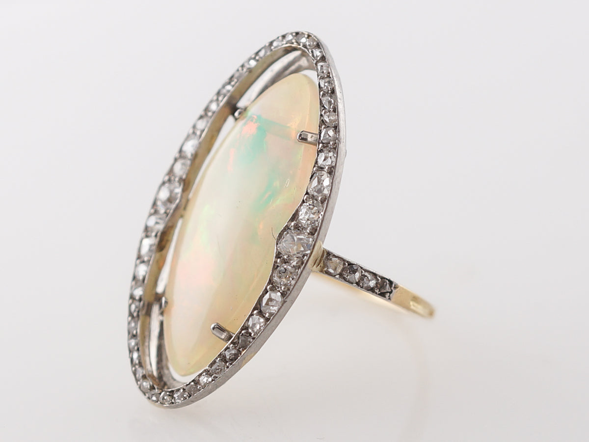 Victorian Opal & Diamond Cocktail Ring in Sterling Silver & Gold